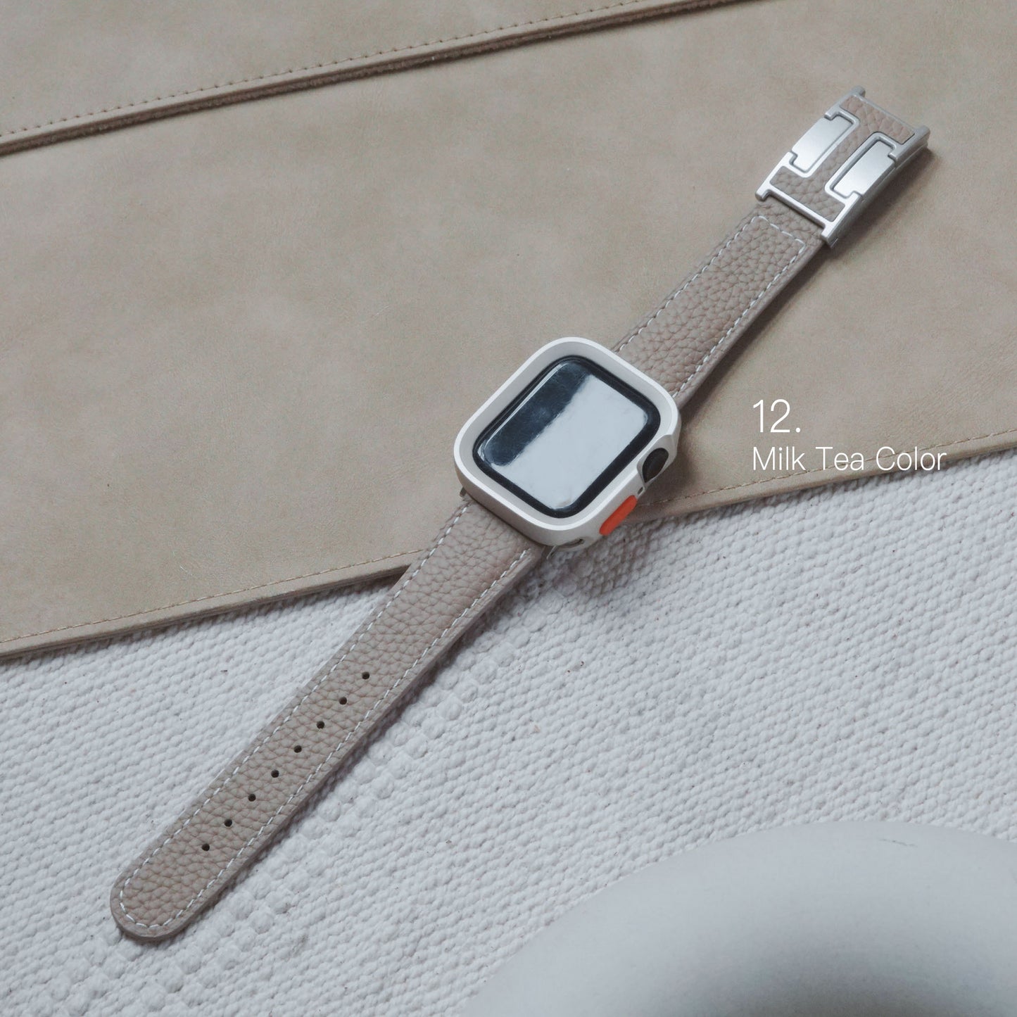 High-quality lychee textured leather T-shaped Apple Watch strap