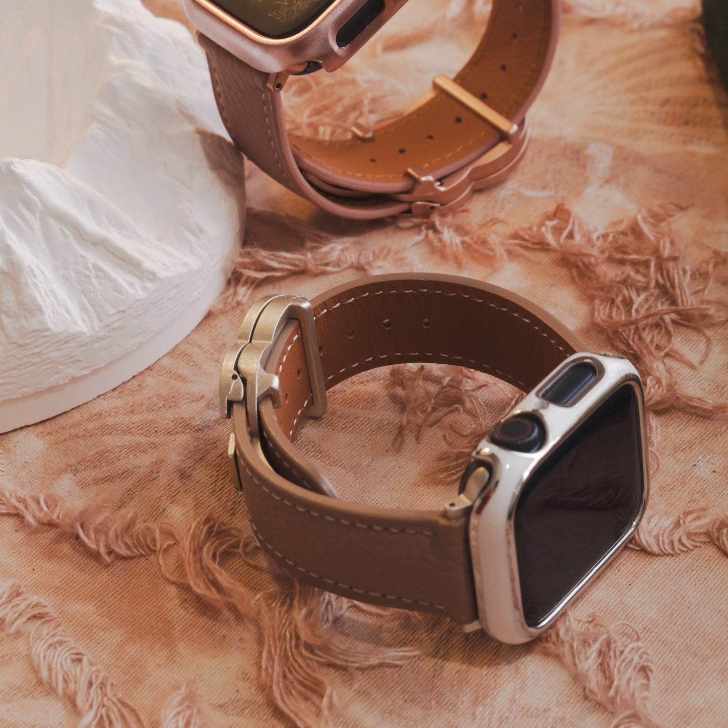 Lychee high-quality textured faux leather Apple Watch band