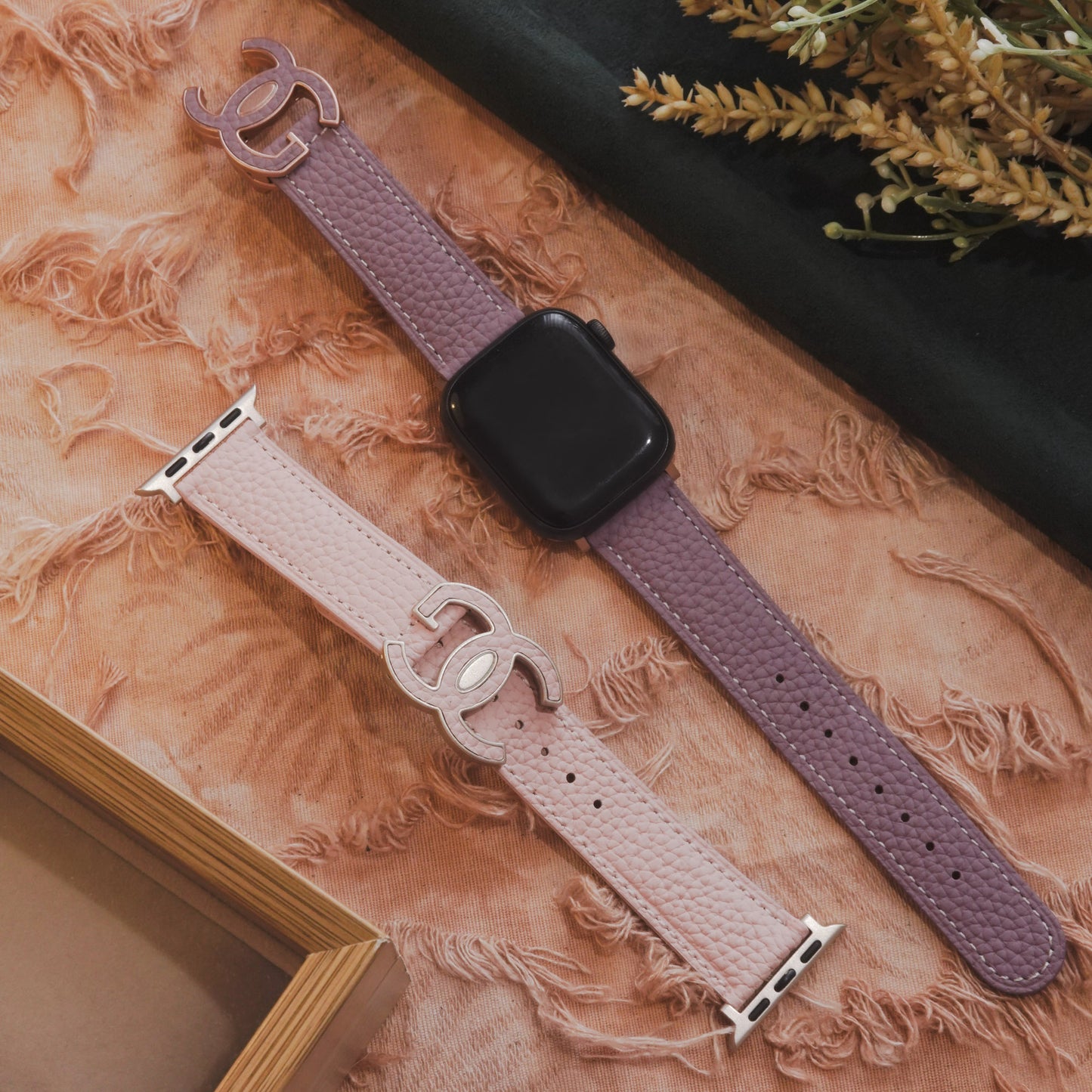 Lychee high-quality textured faux leather Apple Watch band