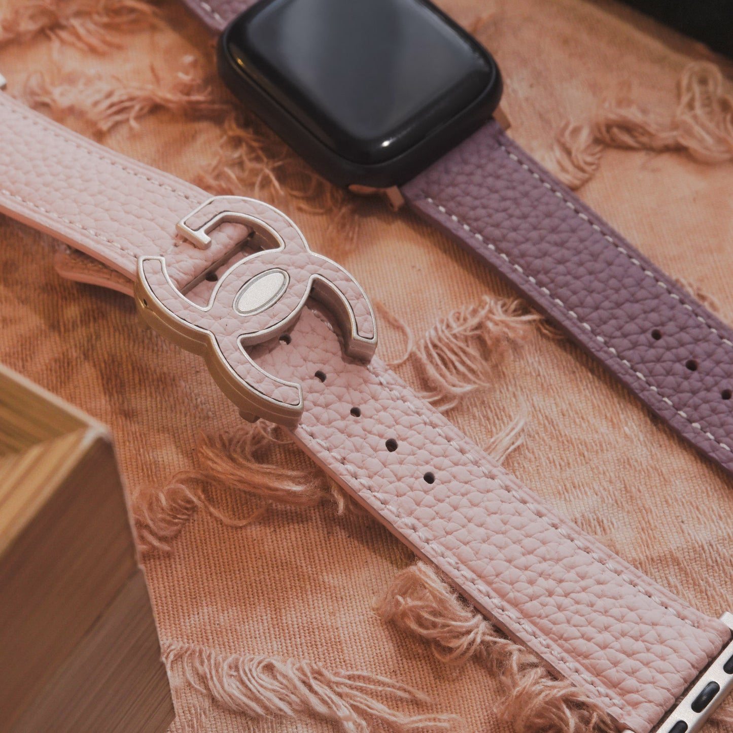 Lychee high-quality textured faux leather Apple Watch band
