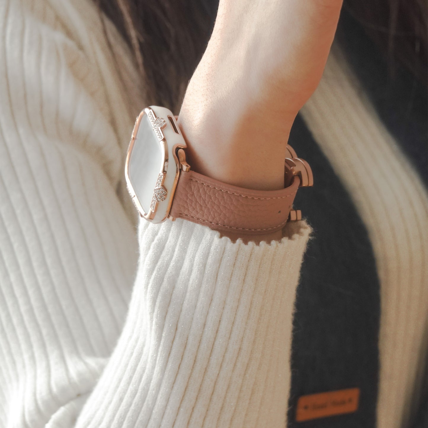 Lychee high-quality textured faux leather Apple Watch band