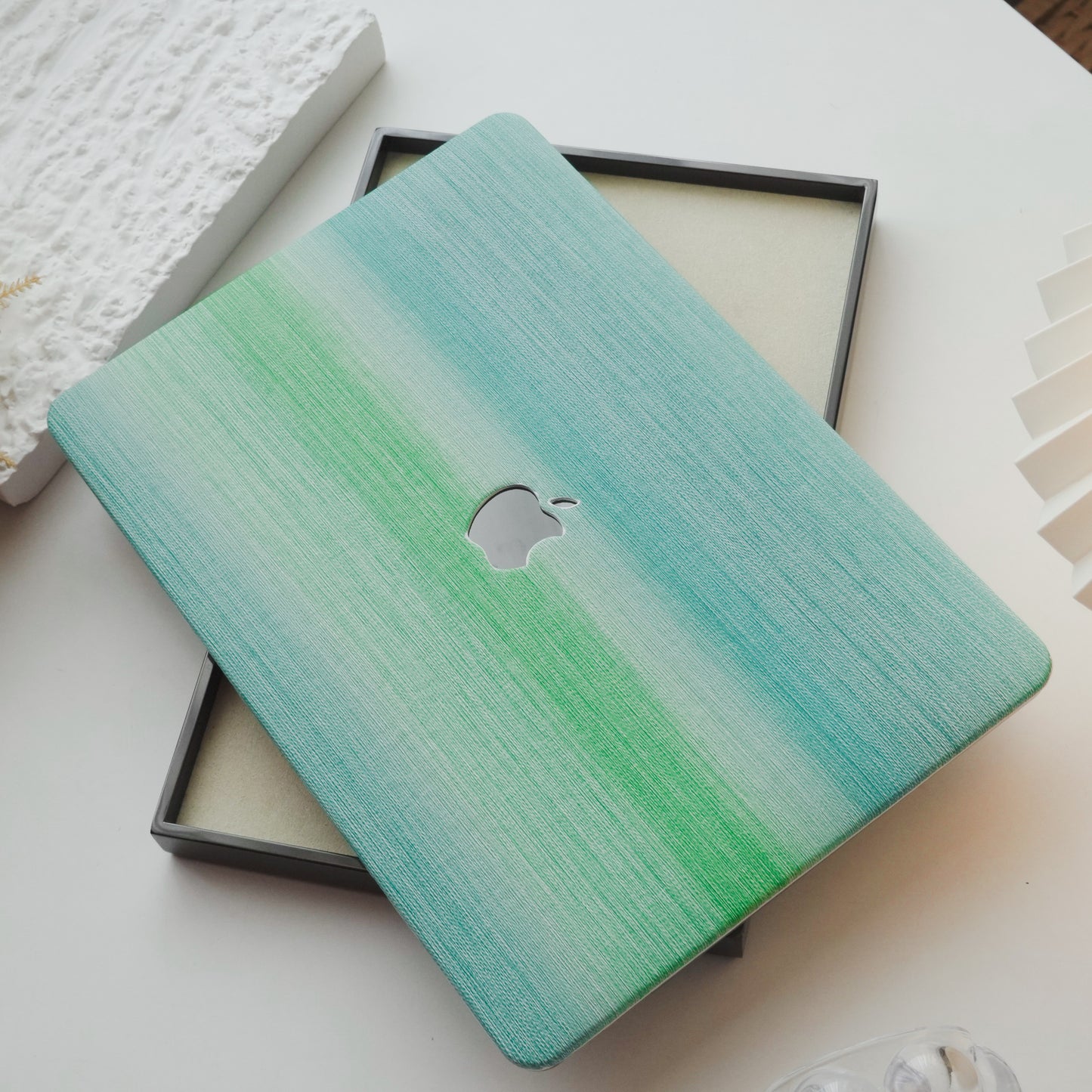 This is us Exquisite Leather ♾ Grass Green Striped Mac Case