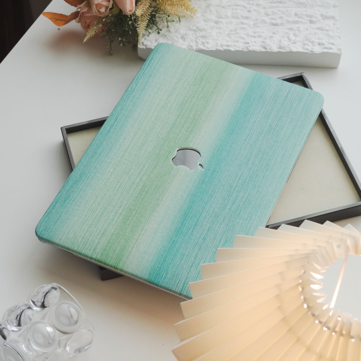 This is us Exquisite Leather ♾ Grass Green Striped Mac Case