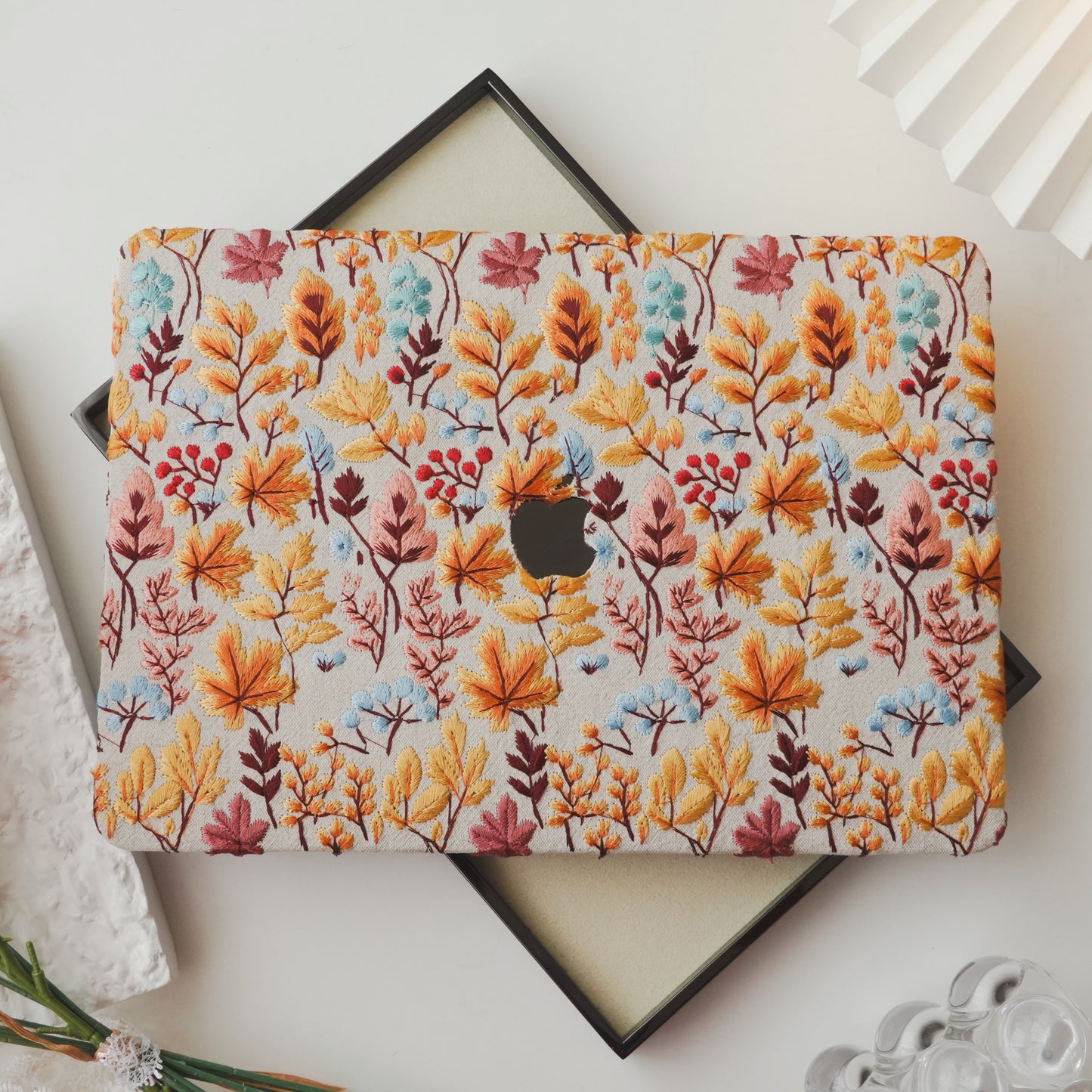 This is us Exquisite Leather ♾ Autumn Leaf Embroidery MacBook Case