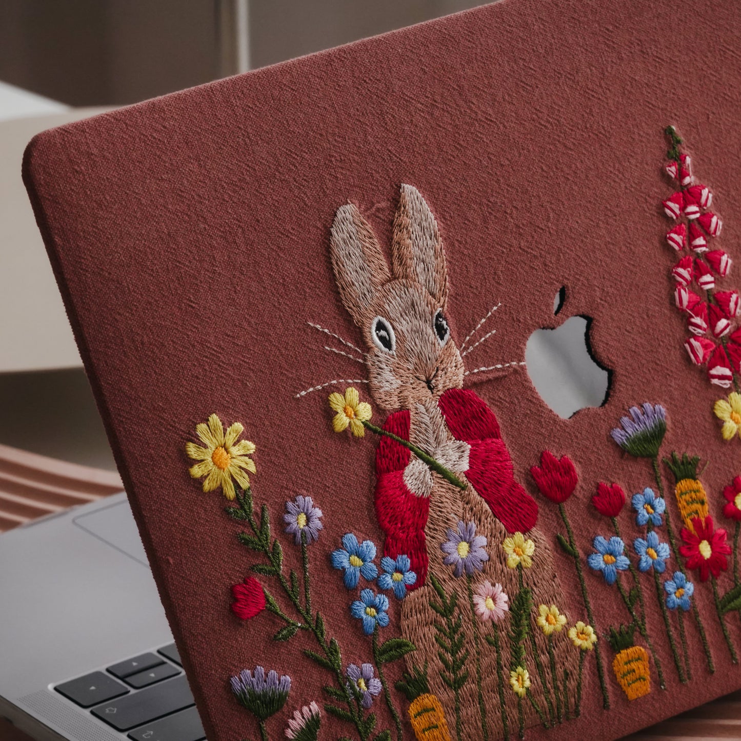 This is us Hand-Drawn Red-Clad Lucky Rabbit ♾ Textured Stitching Mac Case