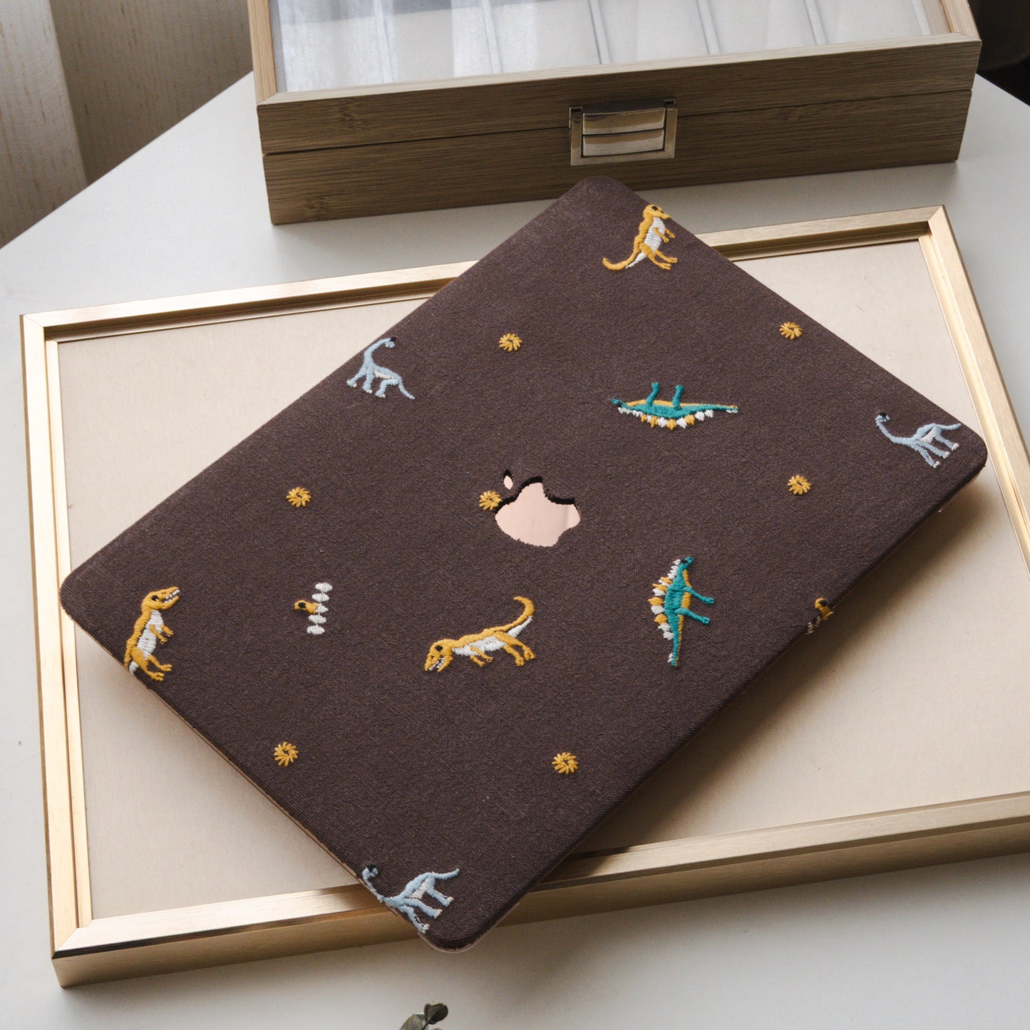 Embroidery Series ♾ Dinosaur Collection Textured Stitching MacBook Case