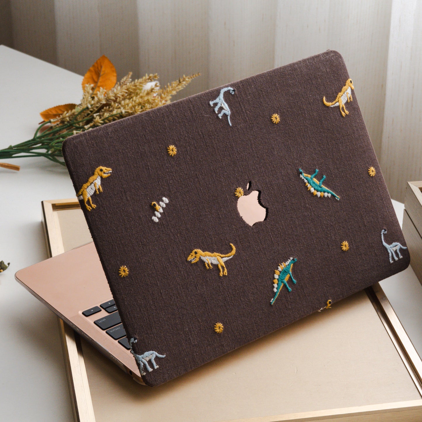 Embroidery Series ♾ Dinosaur Collection Textured Stitching MacBook Case
