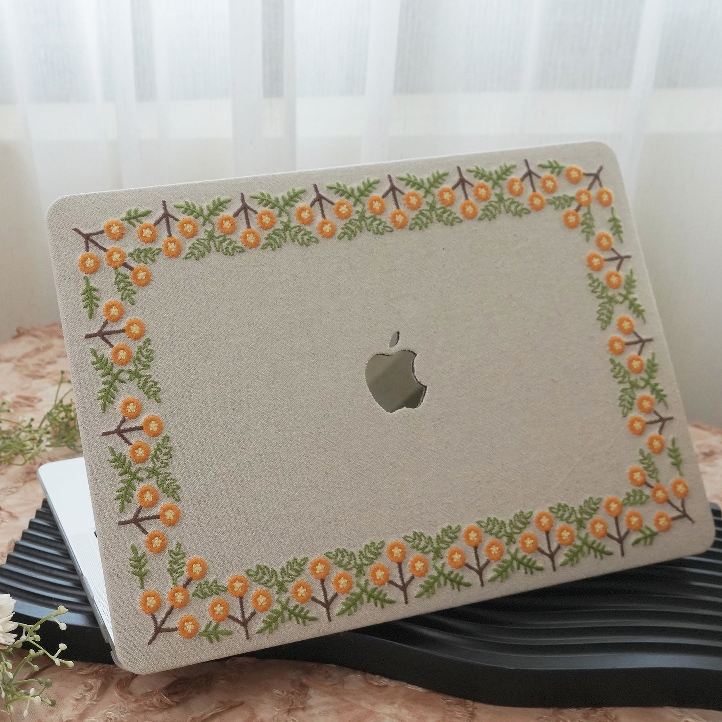 This is us Sunny Blossom Path ♾ Textured Stitching Ivory Mac Case