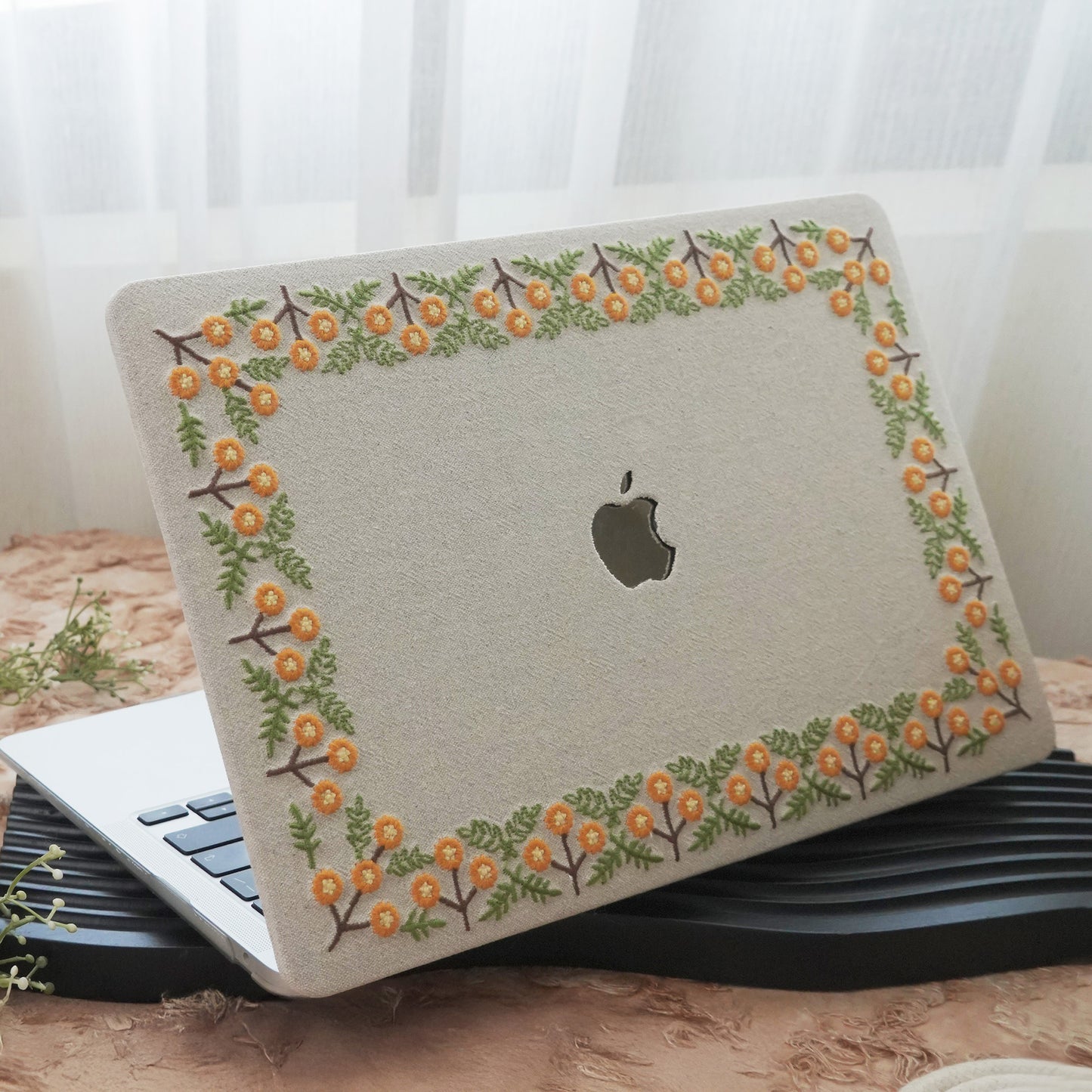 This is us Sunny Blossom Path ♾ Textured Stitching Ivory Mac Case