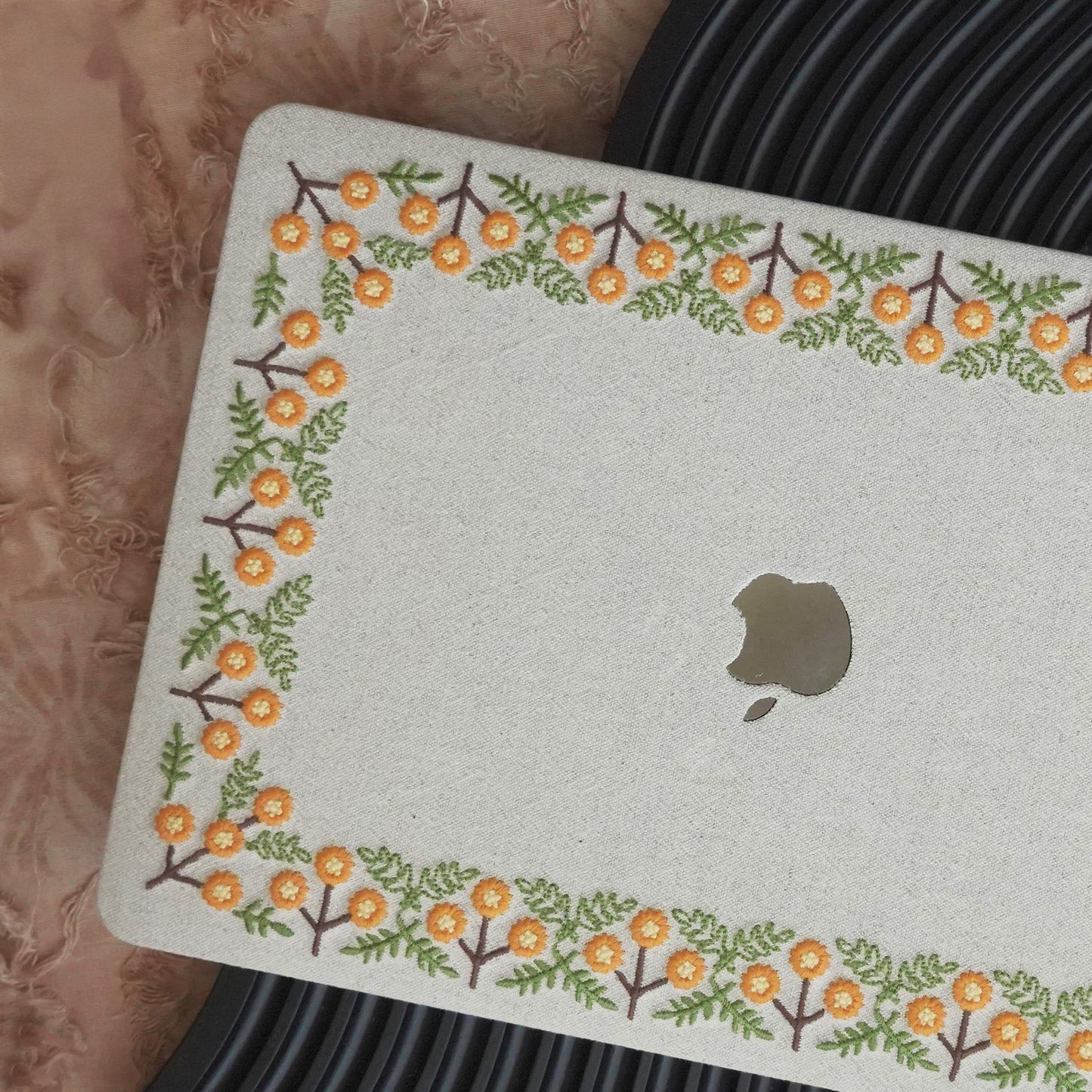 This is us Sunny Blossom Path ♾ Textured Stitching Ivory Mac Case