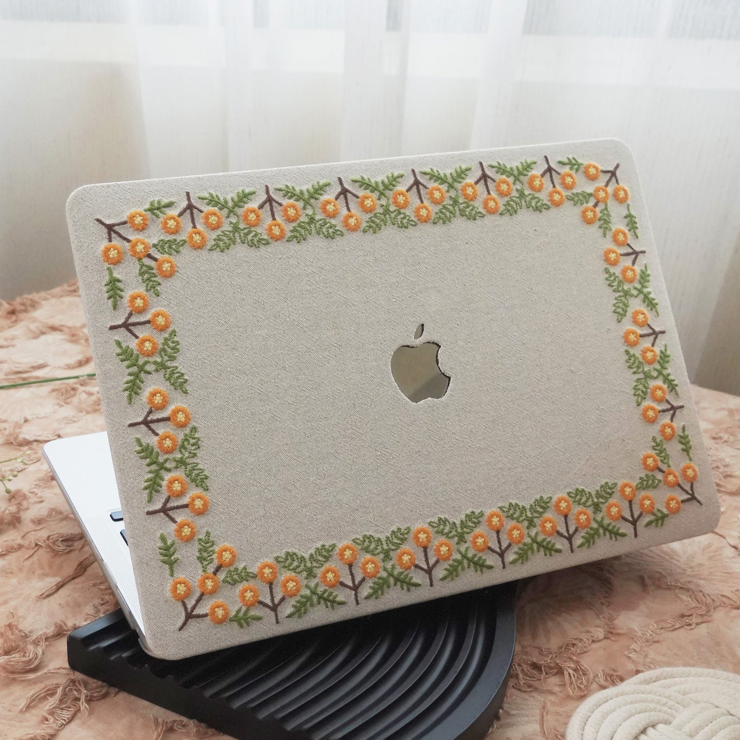 This is us Sunny Blossom Path ♾ Textured Stitching Ivory Mac Case