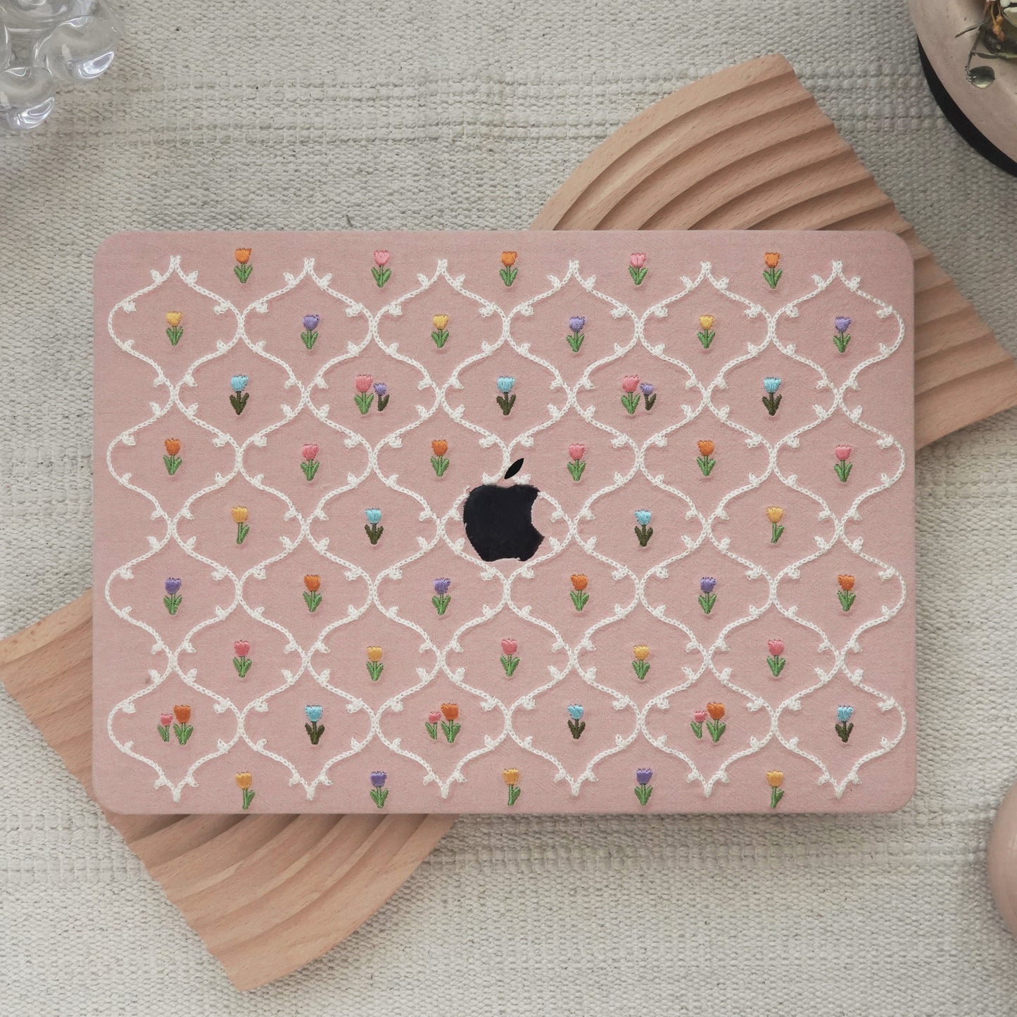 This Is Us Plaid Floral ♾ Textured Stitching Sky Pink Mac Case