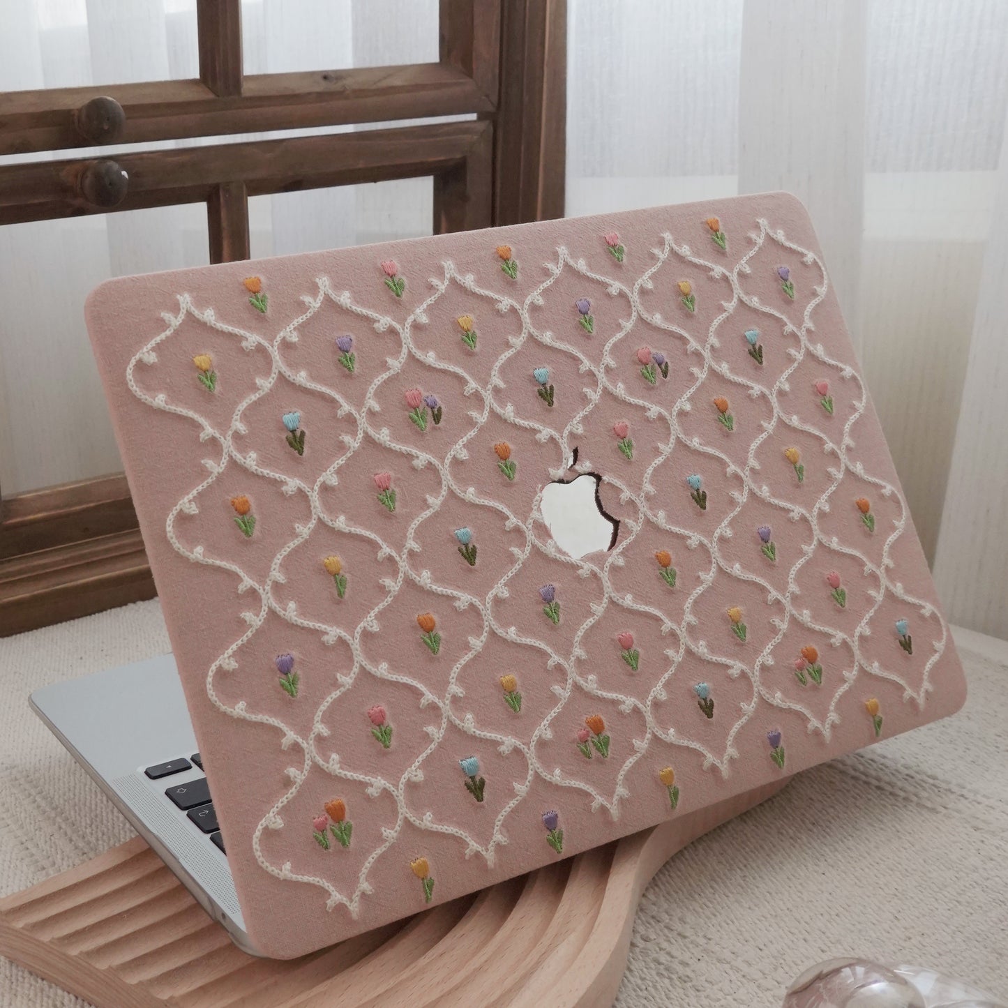 This Is Us Plaid Floral ♾ Textured Stitching Sky Pink Mac Case