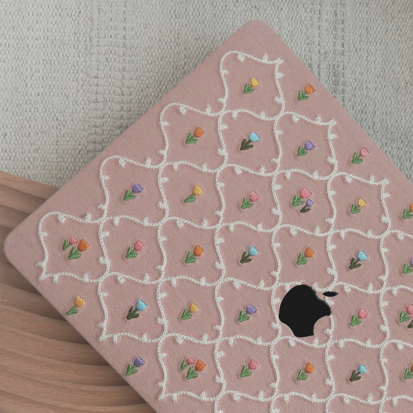 This Is Us Plaid Floral ♾ Textured Stitching Sky Pink Mac Case