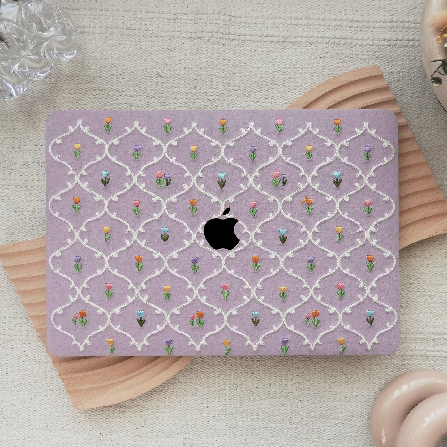 This Is Us Plaid Floral ♾ Textured Stitching Sky Purple Mac Case