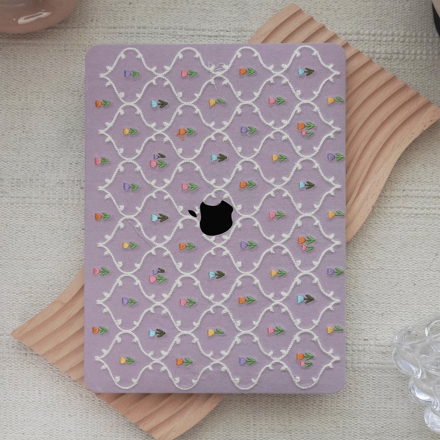 This Is Us Plaid Floral ♾ Textured Stitching Sky Purple Mac Case