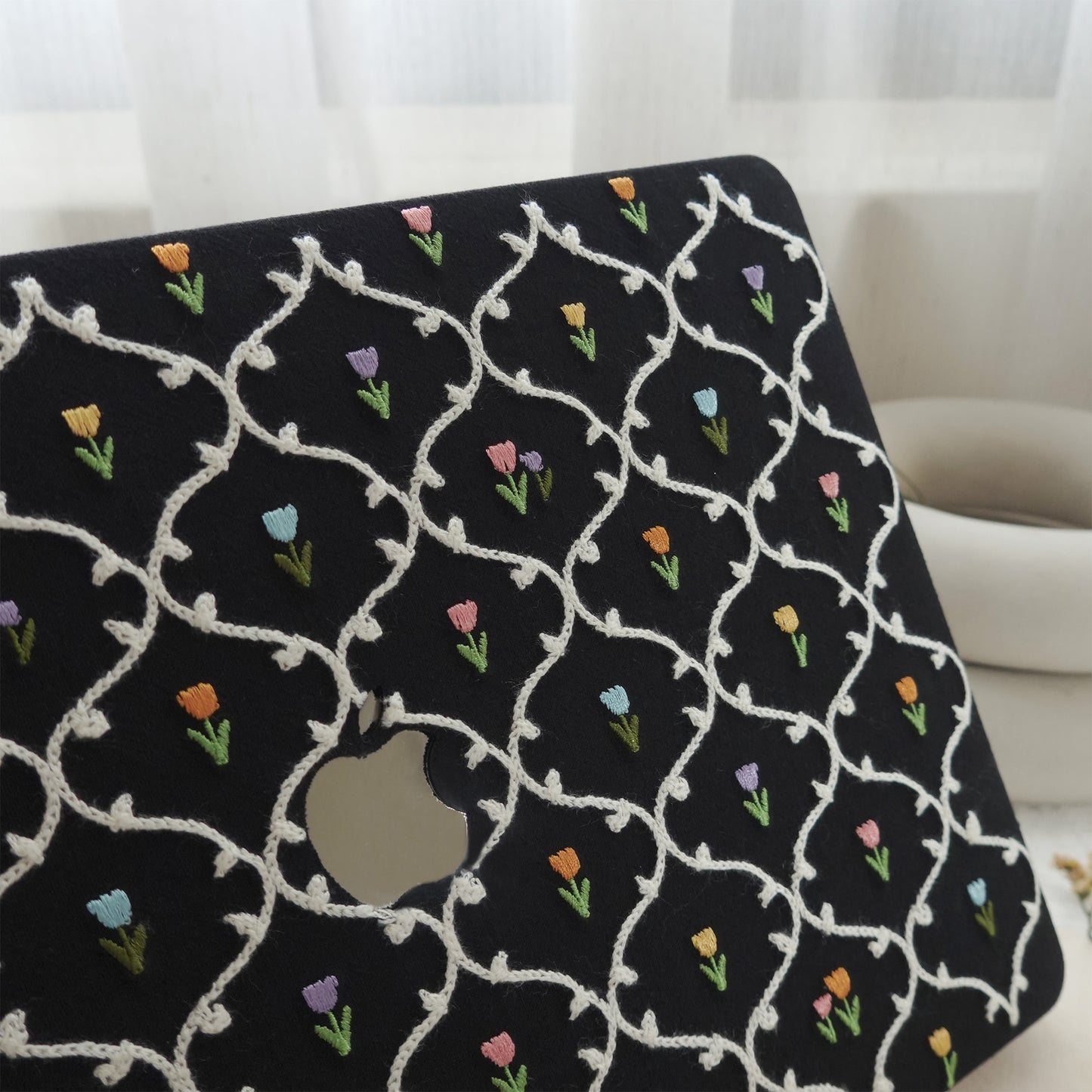 This is us Plaid Floral ♾ Textured Stitching Black Mac Case
