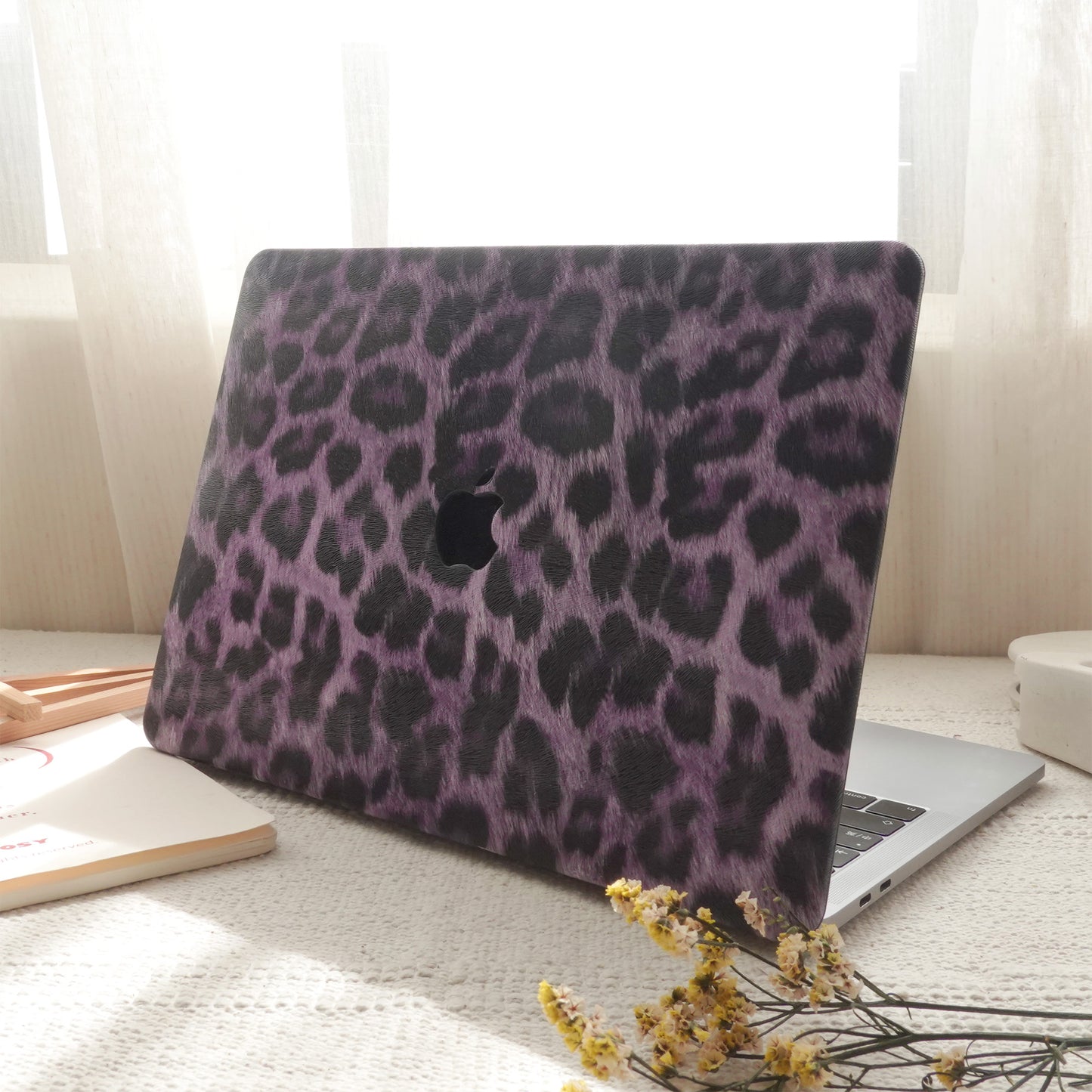 Purple Leopard ♾ Textured Leather MacBook Case