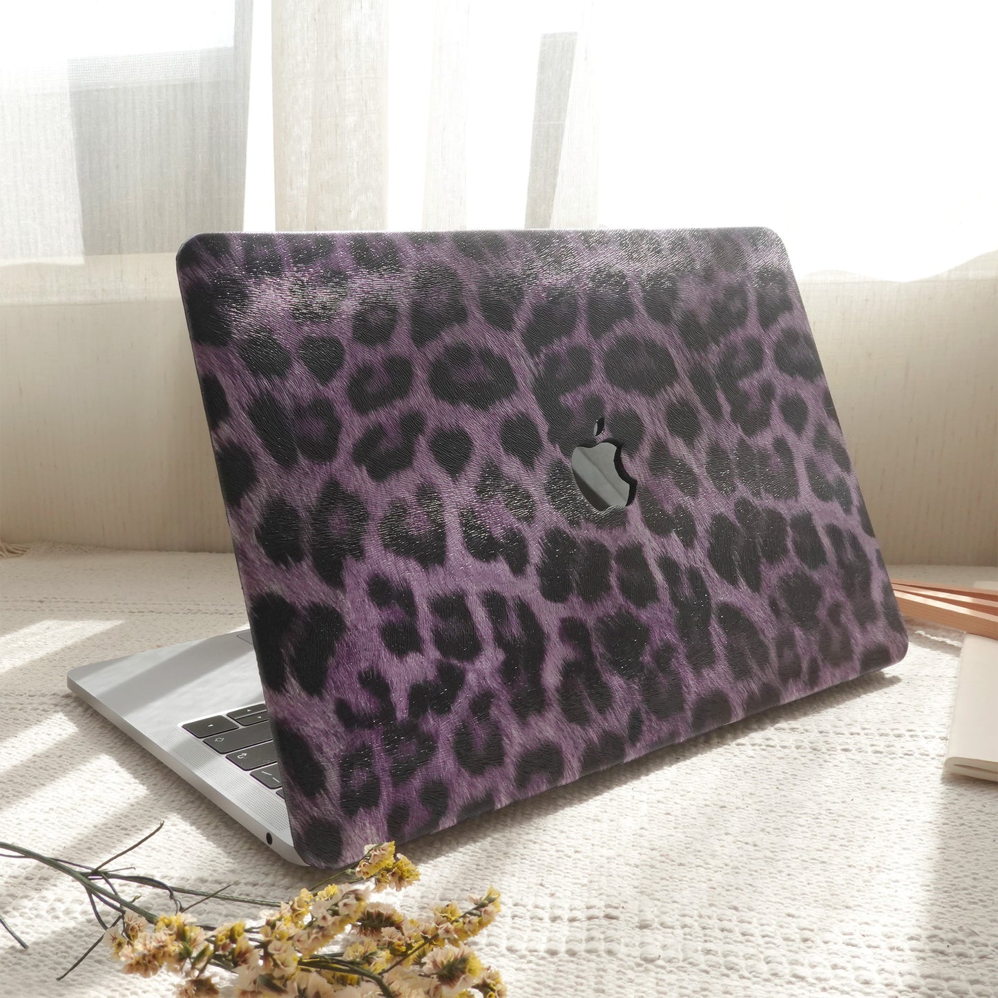 Purple Leopard ♾ Textured Leather MacBook Case
