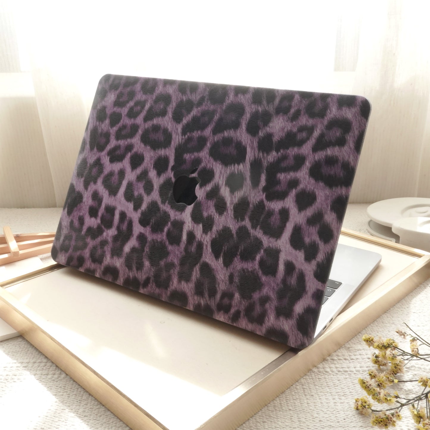 Purple Leopard ♾ Textured Leather MacBook Case