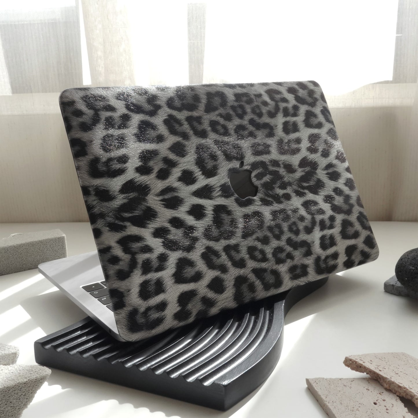 Black Leopard ♾ Textured Leather MacBook Case