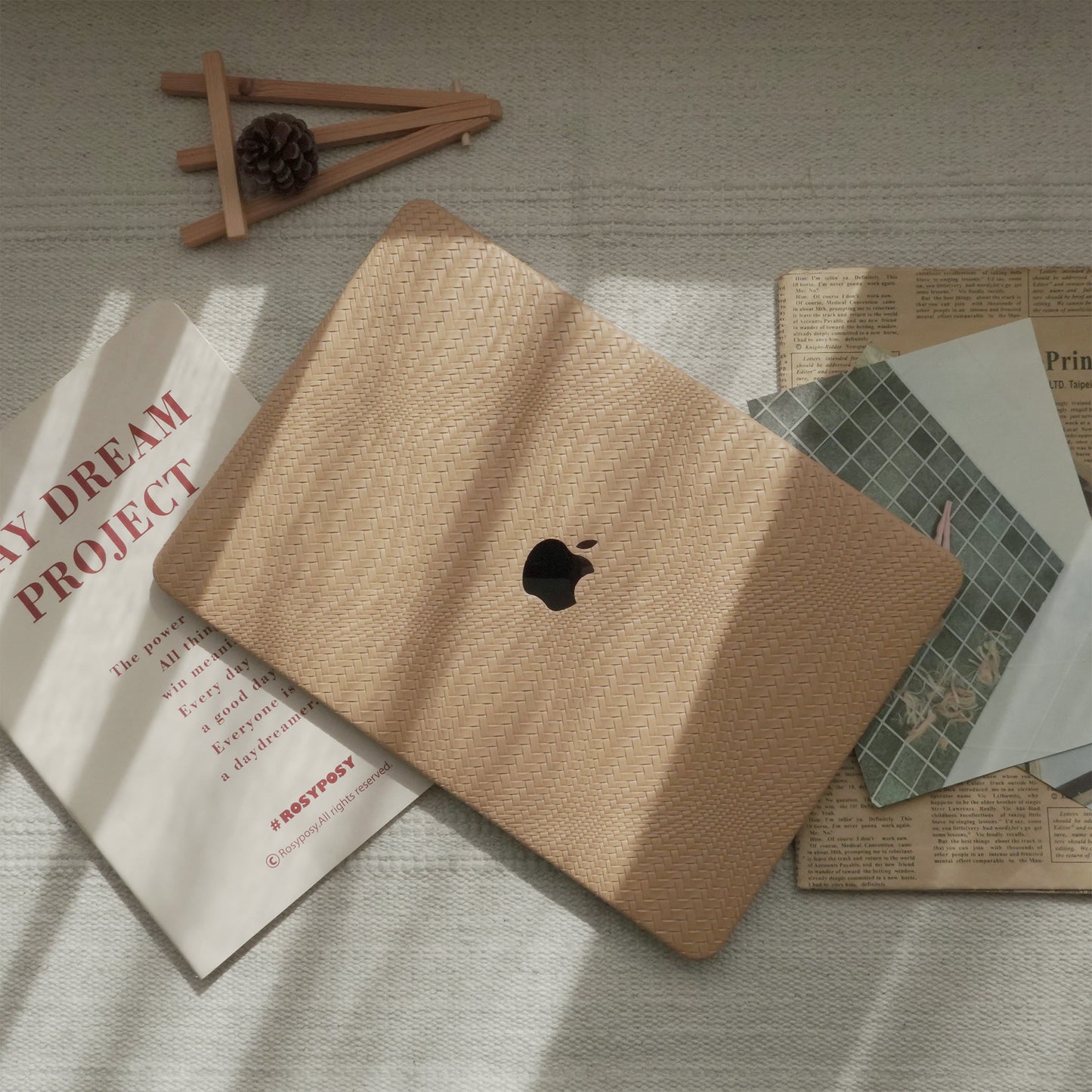 Leather Series ♾ Brown Woven Curved Pattern MacBook Case