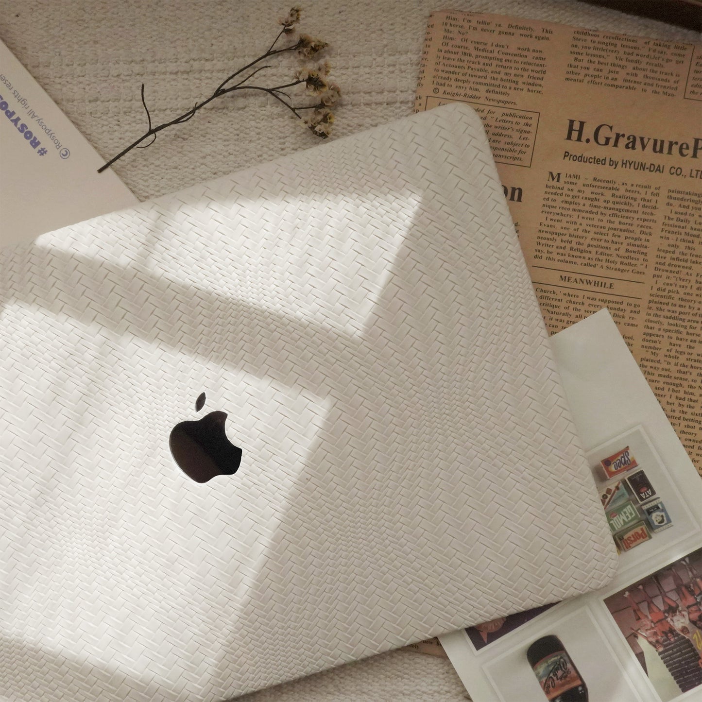 Leather Series ♾ Off-White Woven Curved Pattern MacBook Case