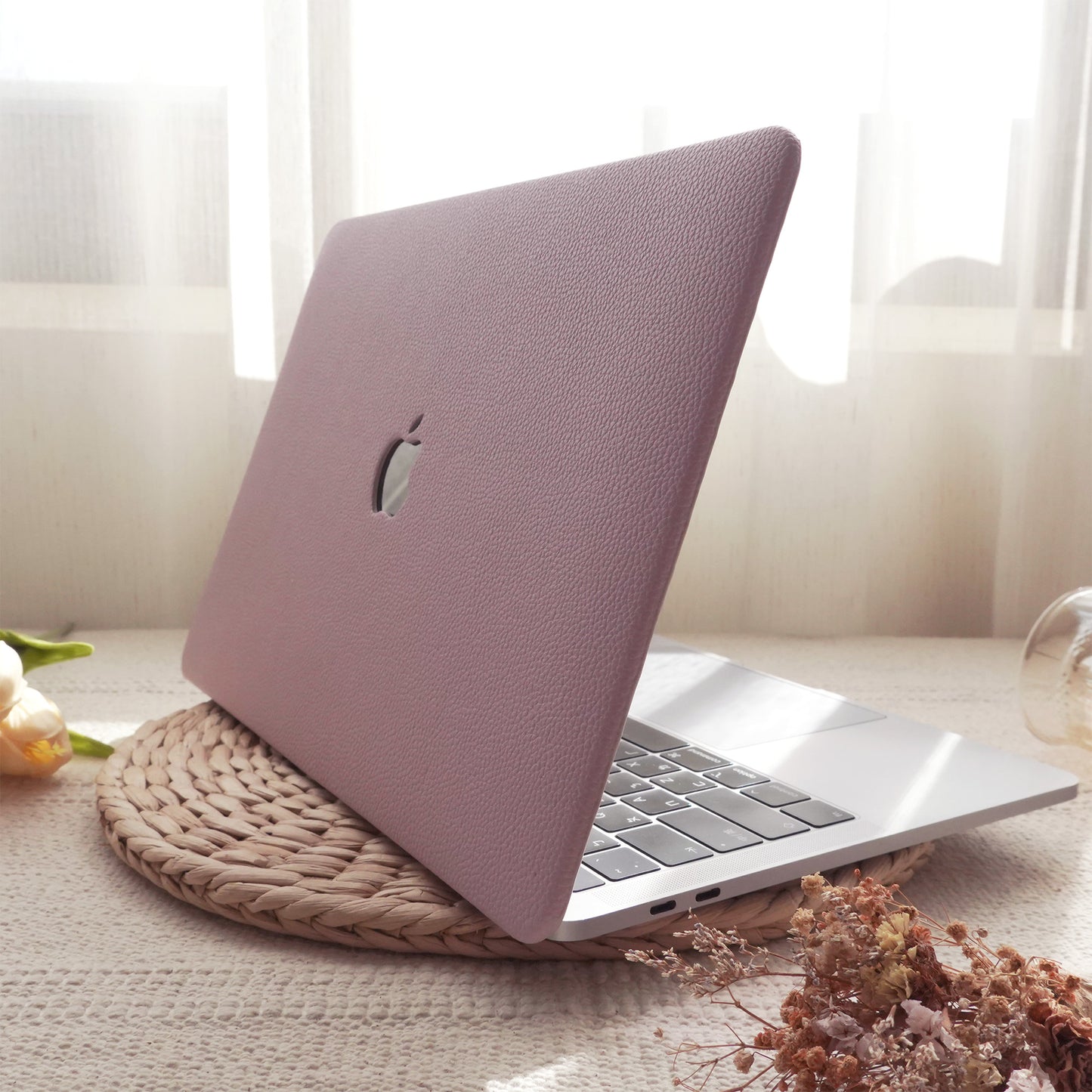 Lilac Lychee Texture Leather Macbook Case