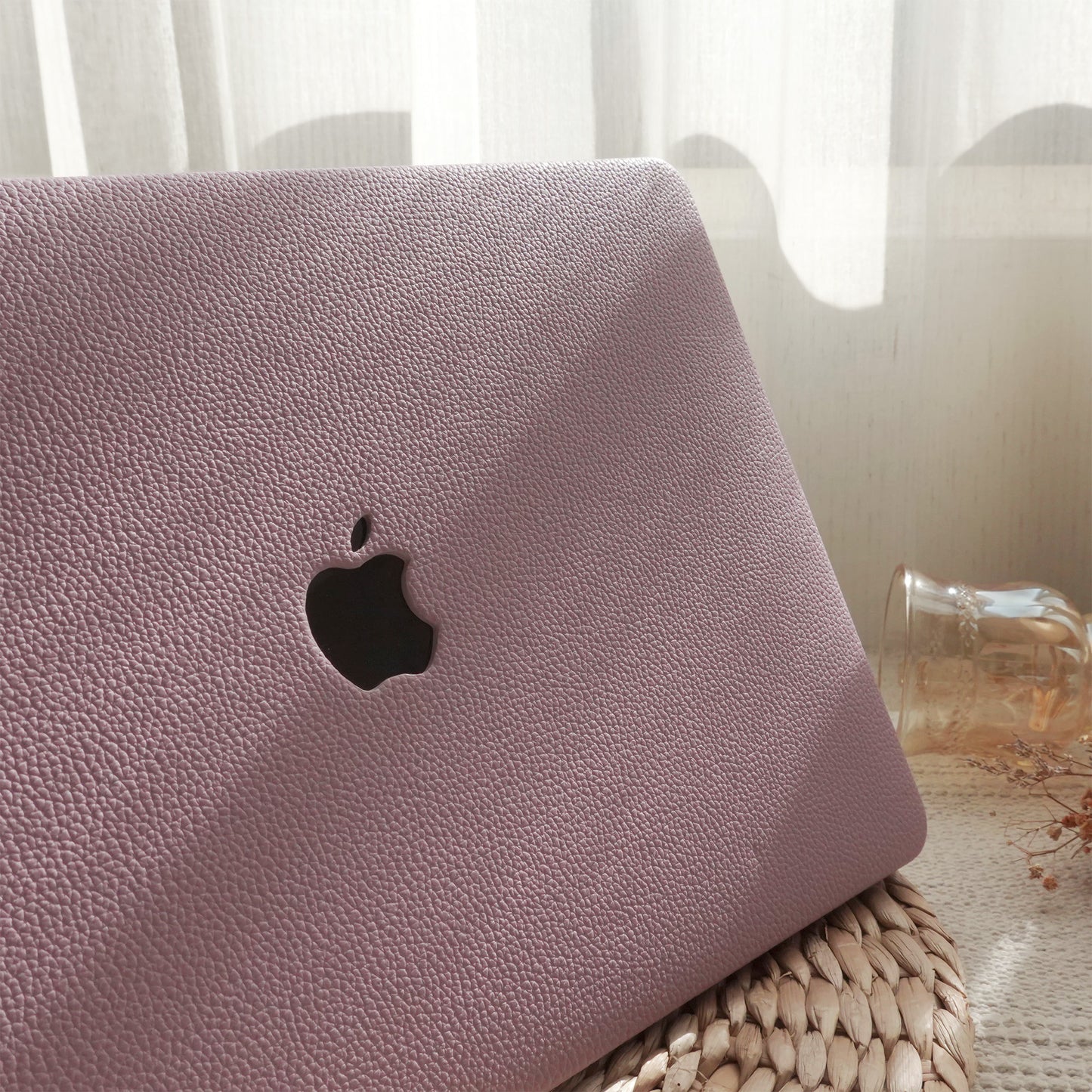 Lilac Lychee Texture Leather Macbook Case