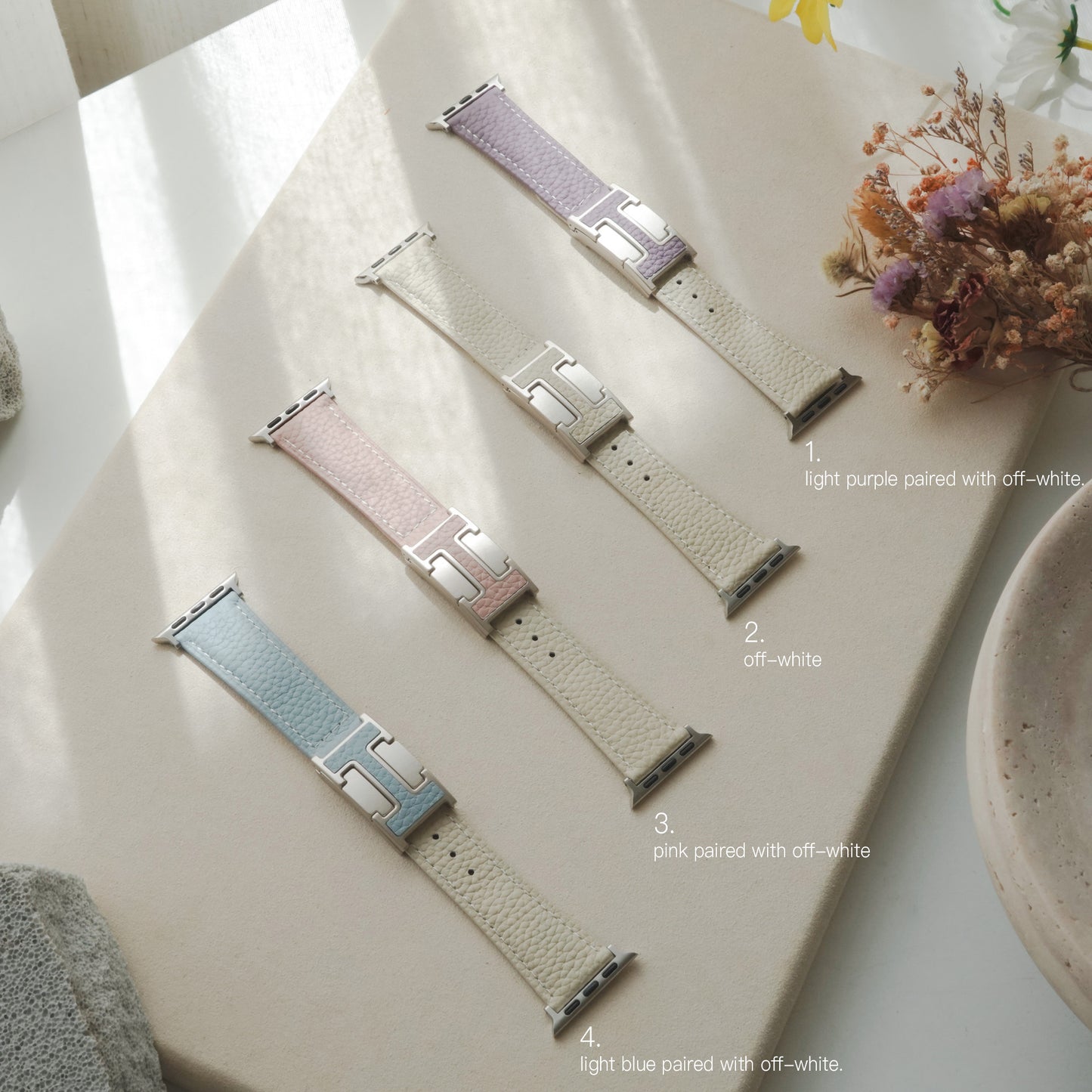 High-quality lychee textured leather T-shaped Apple Watch strap