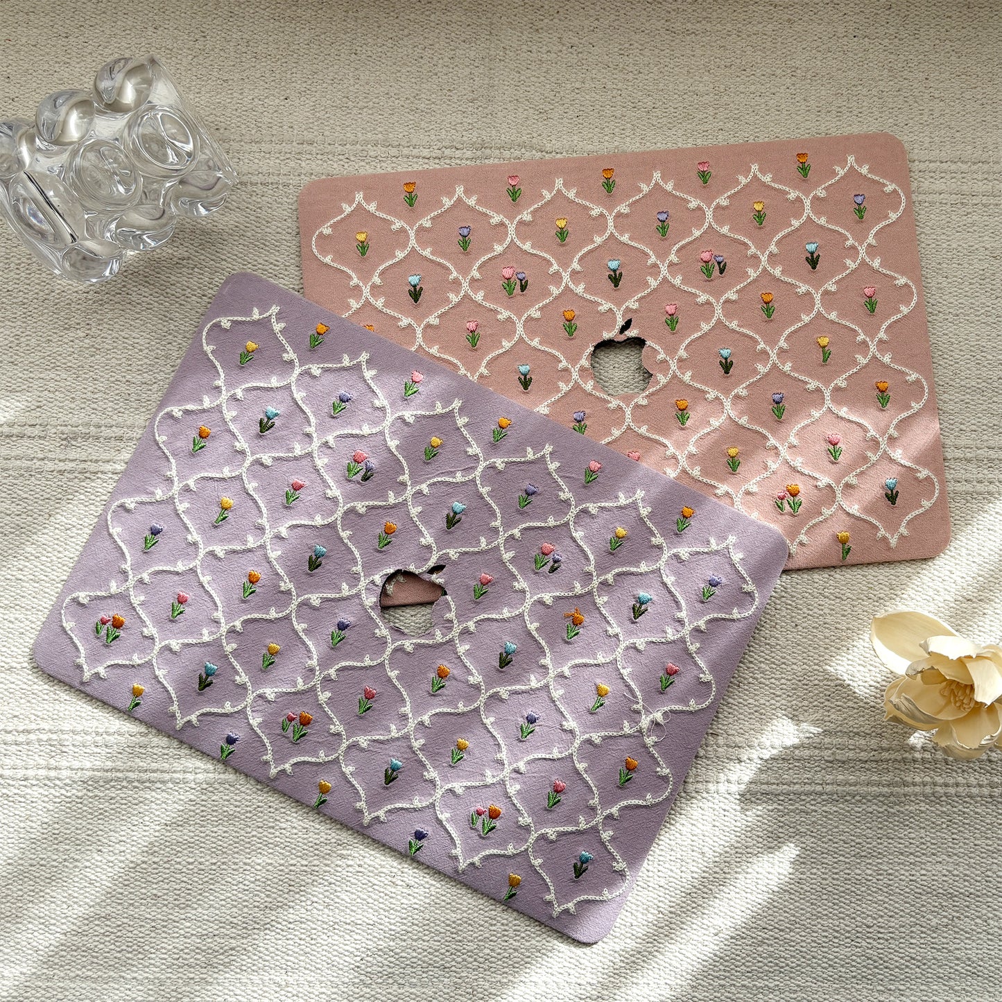 This Is Us Plaid Floral ♾ Textured Stitching Sky Purple Mac Case