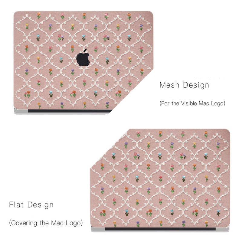This Is Us Plaid Floral ♾ Textured Stitching Sky Pink Mac Case