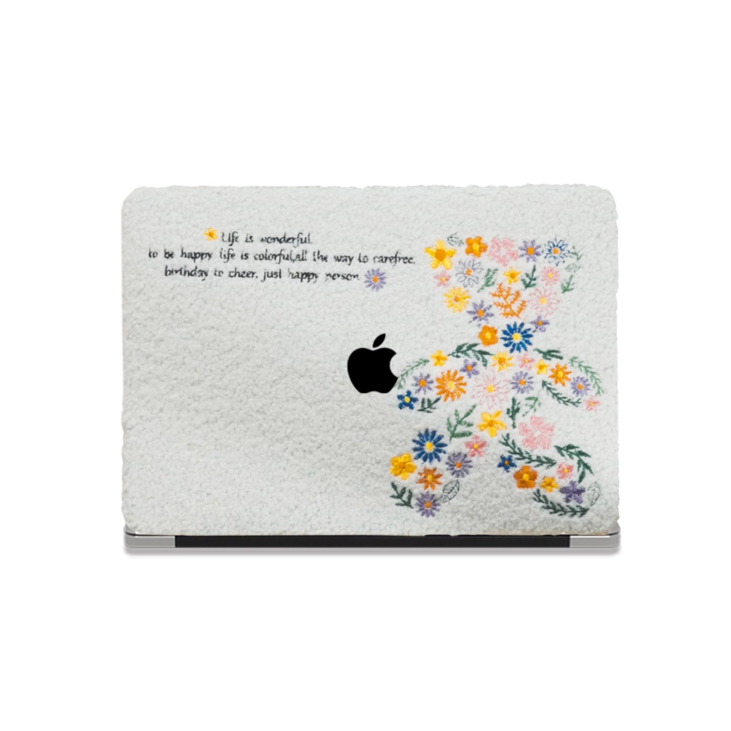 This is Us Designer Teddy Fleece ♾ Floral Teddy Bear Embroidery Series Macbook Case