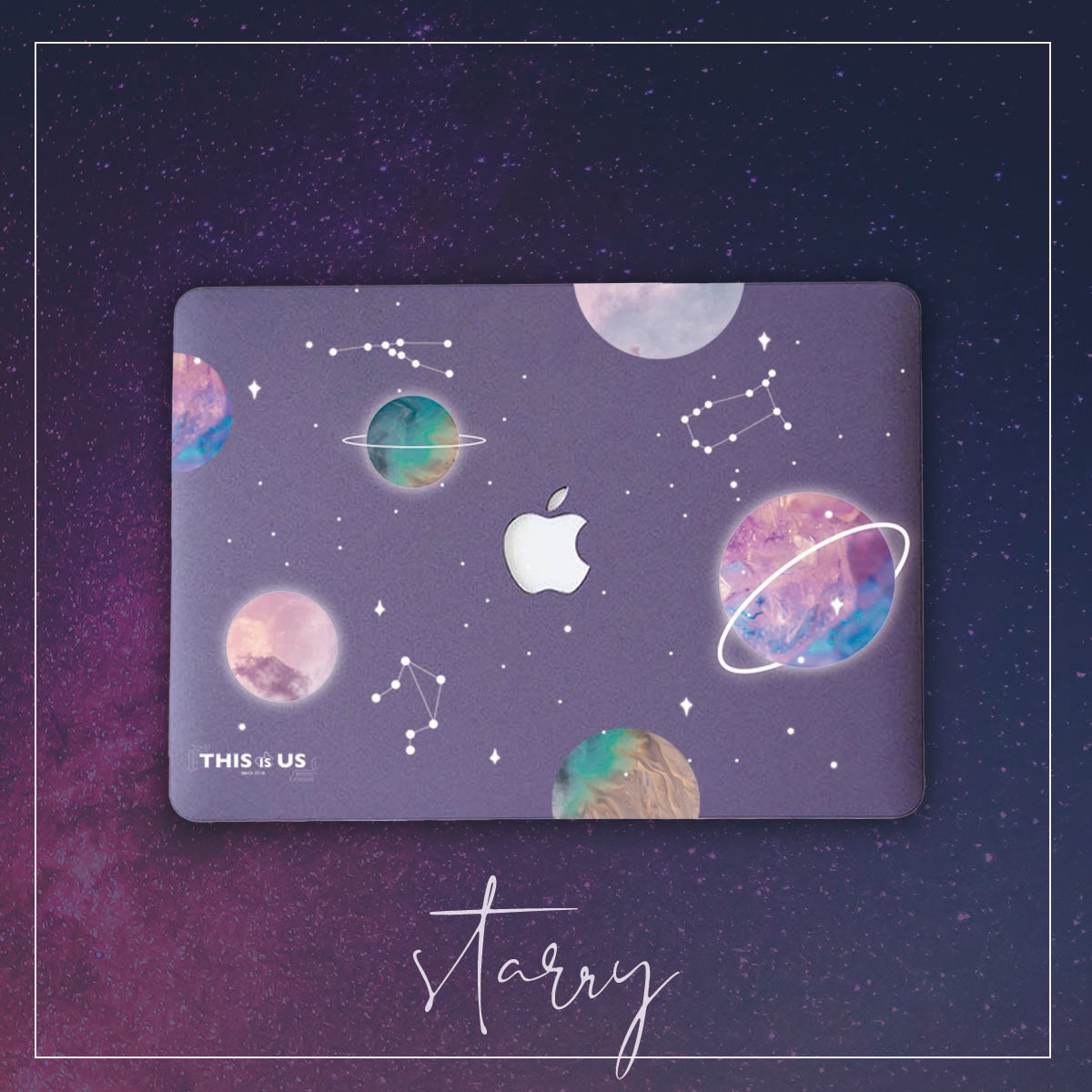 This is us design series Frosty purple Planet Macbook case(Rough)
