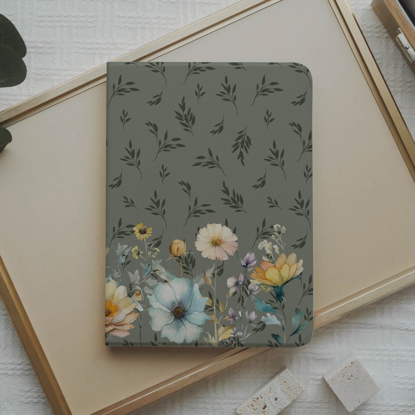 Design Floral Whispers Pencil Magnetic Pen Slot iPad Protective Case