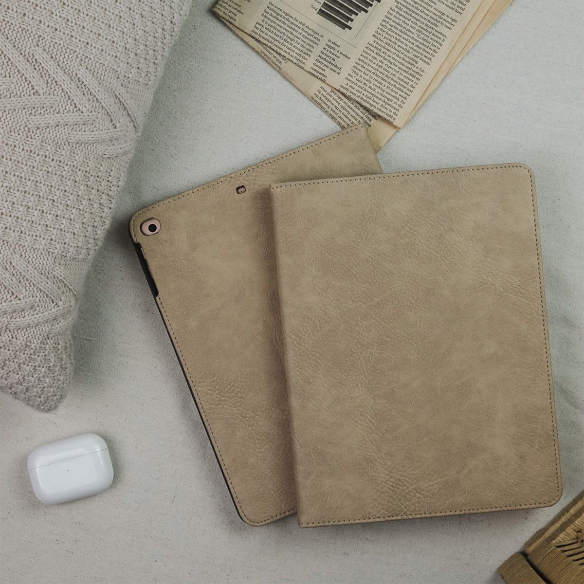 Leather Series & Cuban Brown with Pencil Holder iPad Case