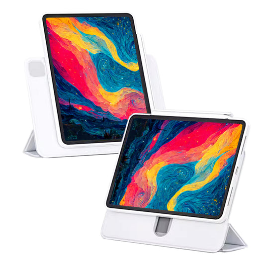 Cream White Star Magnetic Ring with 360° Adjustable Feature and Pencil Slot iPad Case