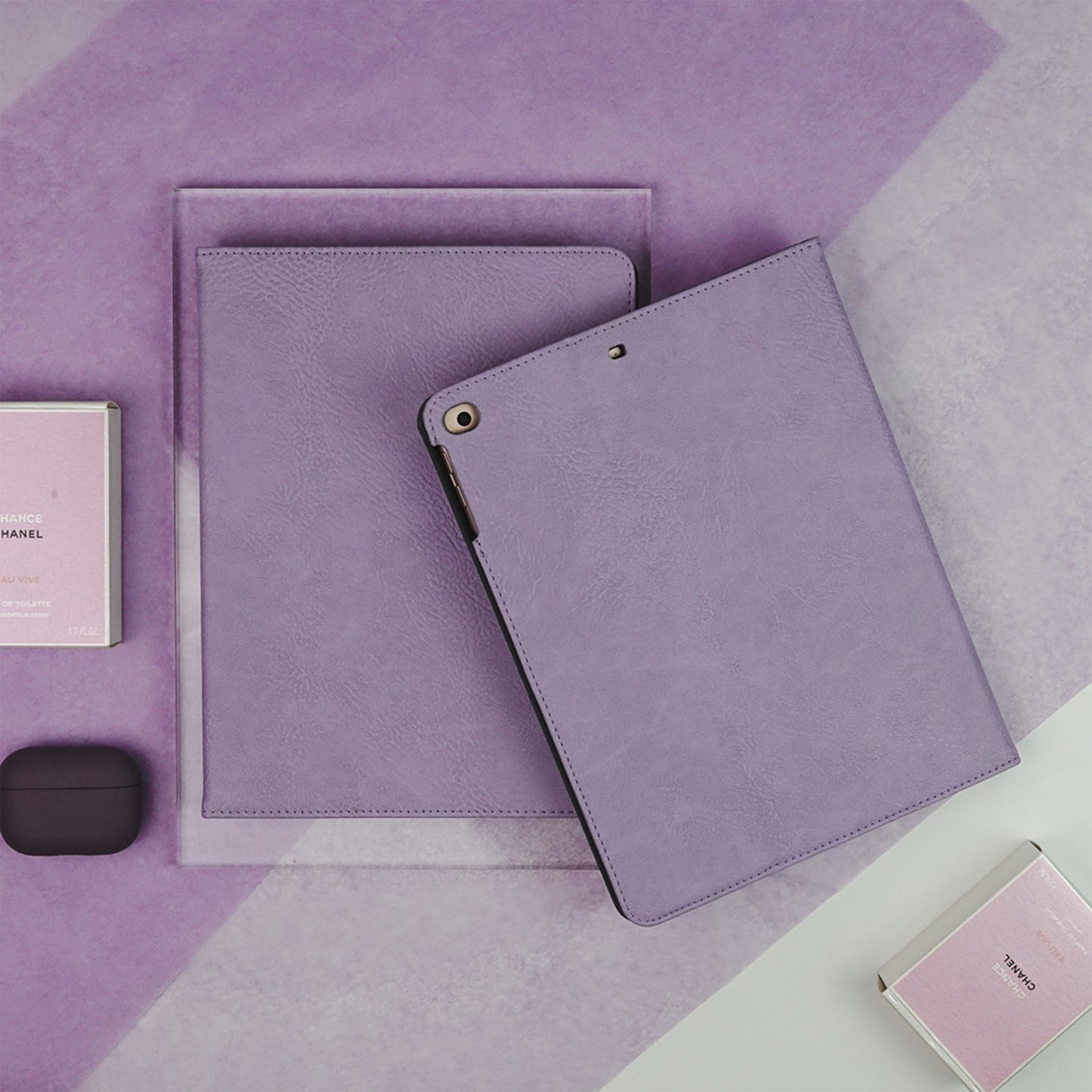 Leather Series & Mauve Purple with Pencil Holder iPad Case