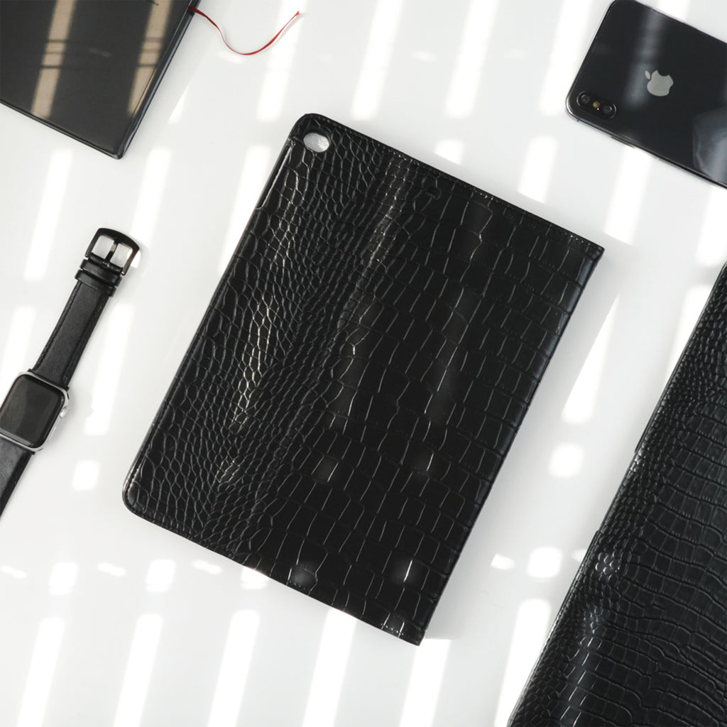 Crocodile Style & Crocodile Black with Pencil Holder iPad Protective Case