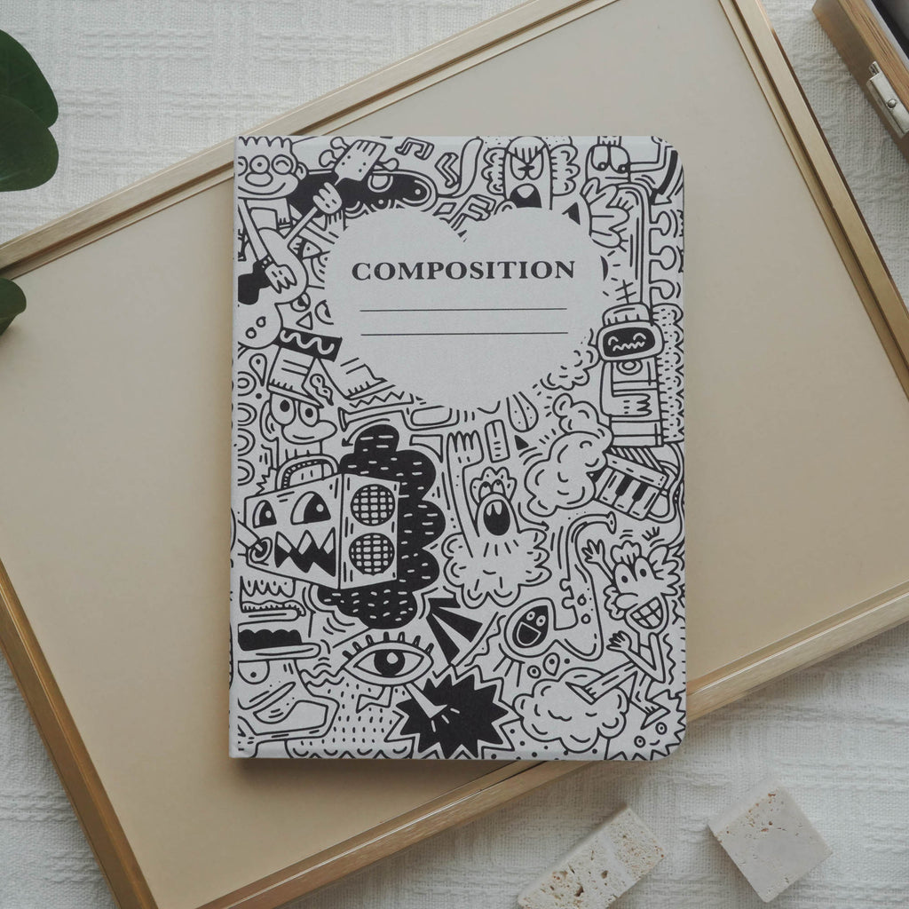 Design Graffiti Notebook Pencil Magnetic Pen Slot iPad Protective Case