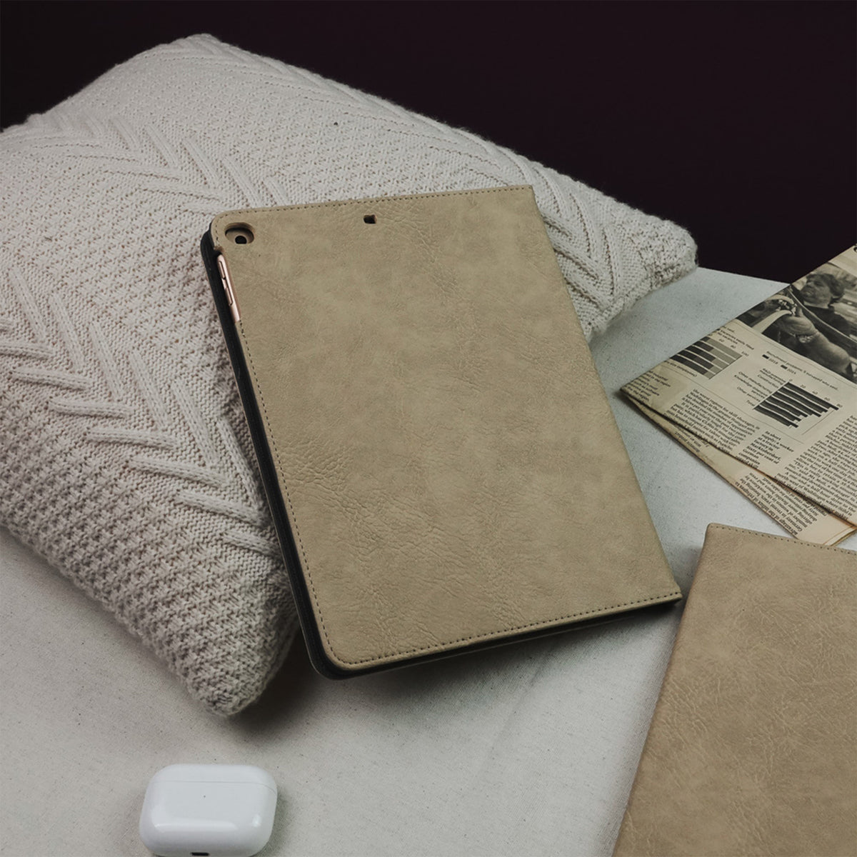 Leather Series & Cuban Brown with Pencil Holder iPad Case