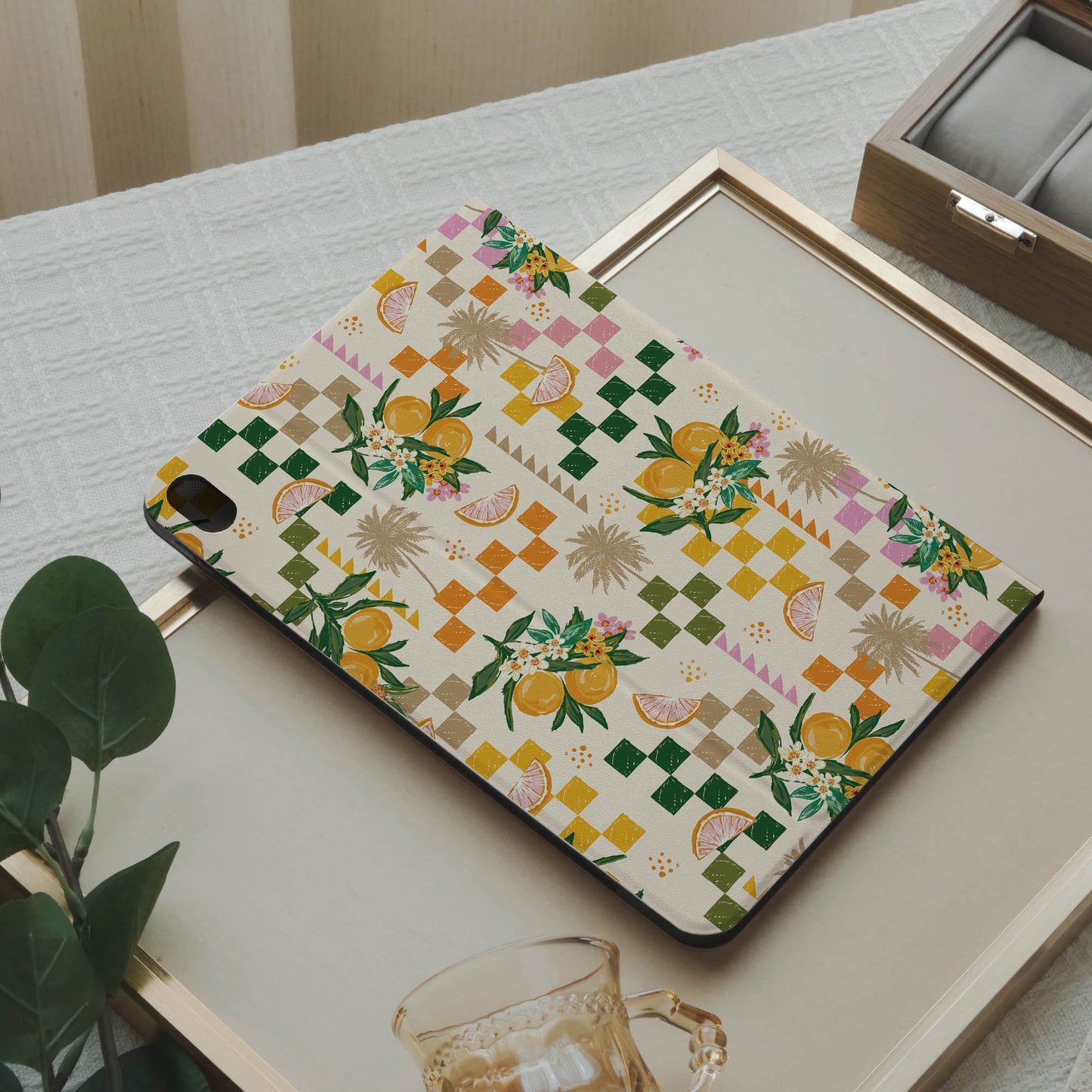 Design Citrus Mosaic Pencil Magnetic Pen Slot iPad Protective Case