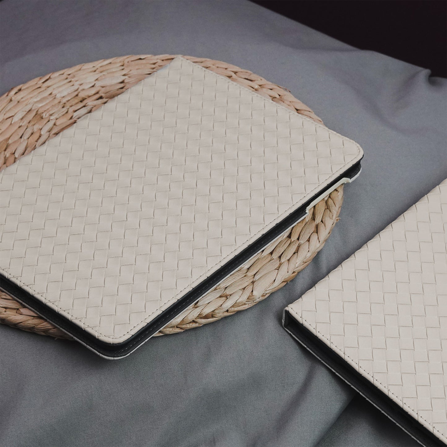 Leather Series & Antique White Braided with Pencil Holder iPad Case