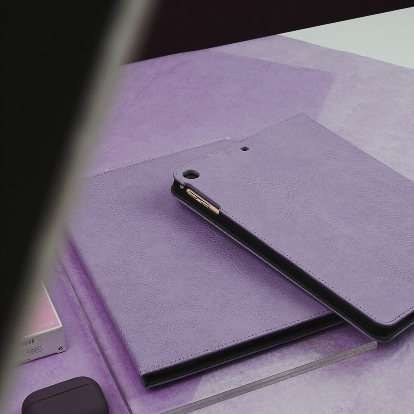 Leather Series & Mauve Purple with Pencil Holder iPad Case