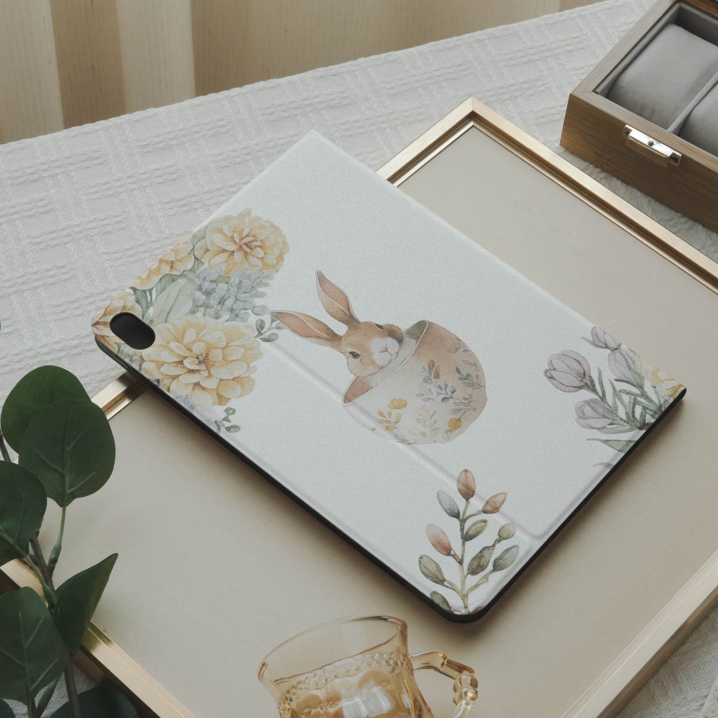 Design Photorealistic Rabbit Pencil Magnetic Pen Slot iPad Protective Case