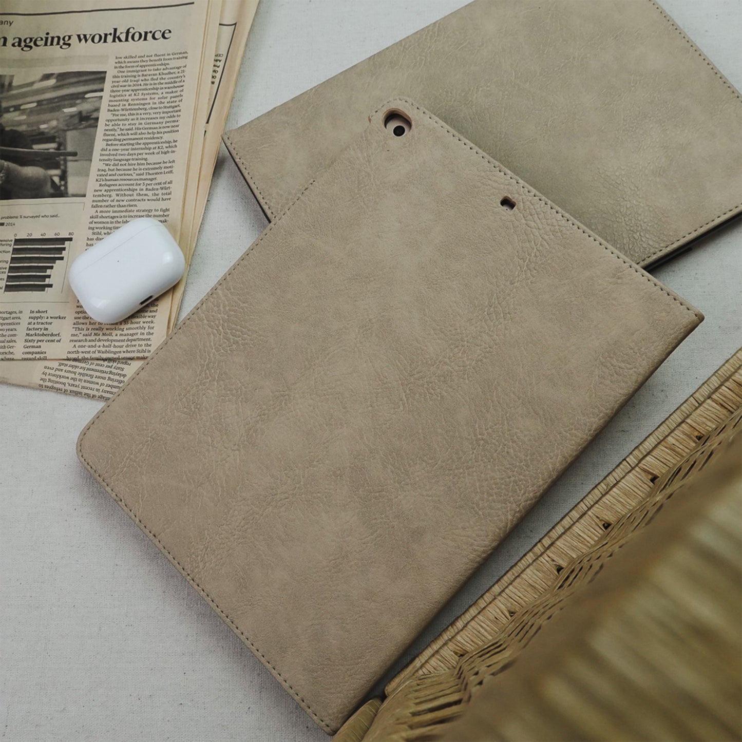Leather Series & Cuban Brown with Pencil Holder iPad Case