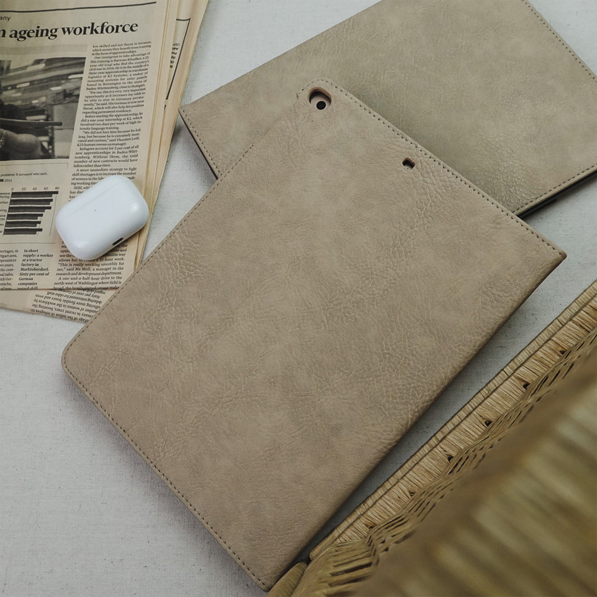 Leather Series & Cuban Brown with Pencil Holder iPad Case
