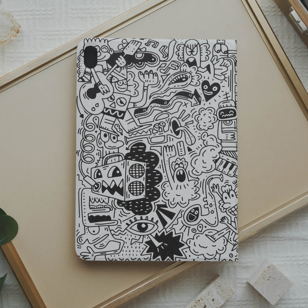Design Graffiti Notebook Pencil Magnetic Pen Slot iPad Protective Case