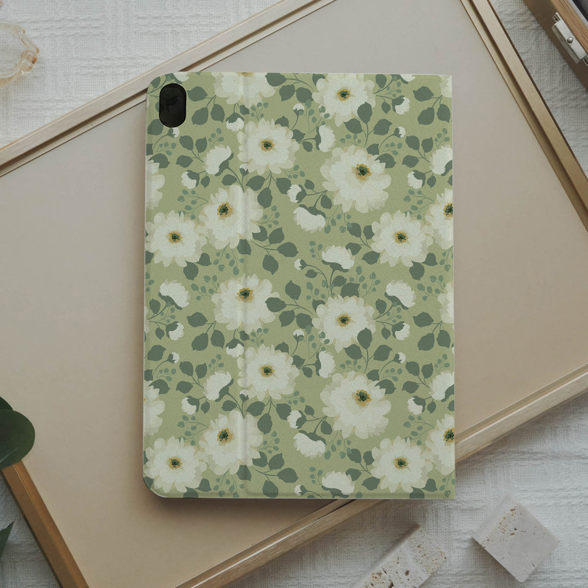 Design Evergreen Blossom  Pencil Magnetic Pen Slot iPad Protective Case
