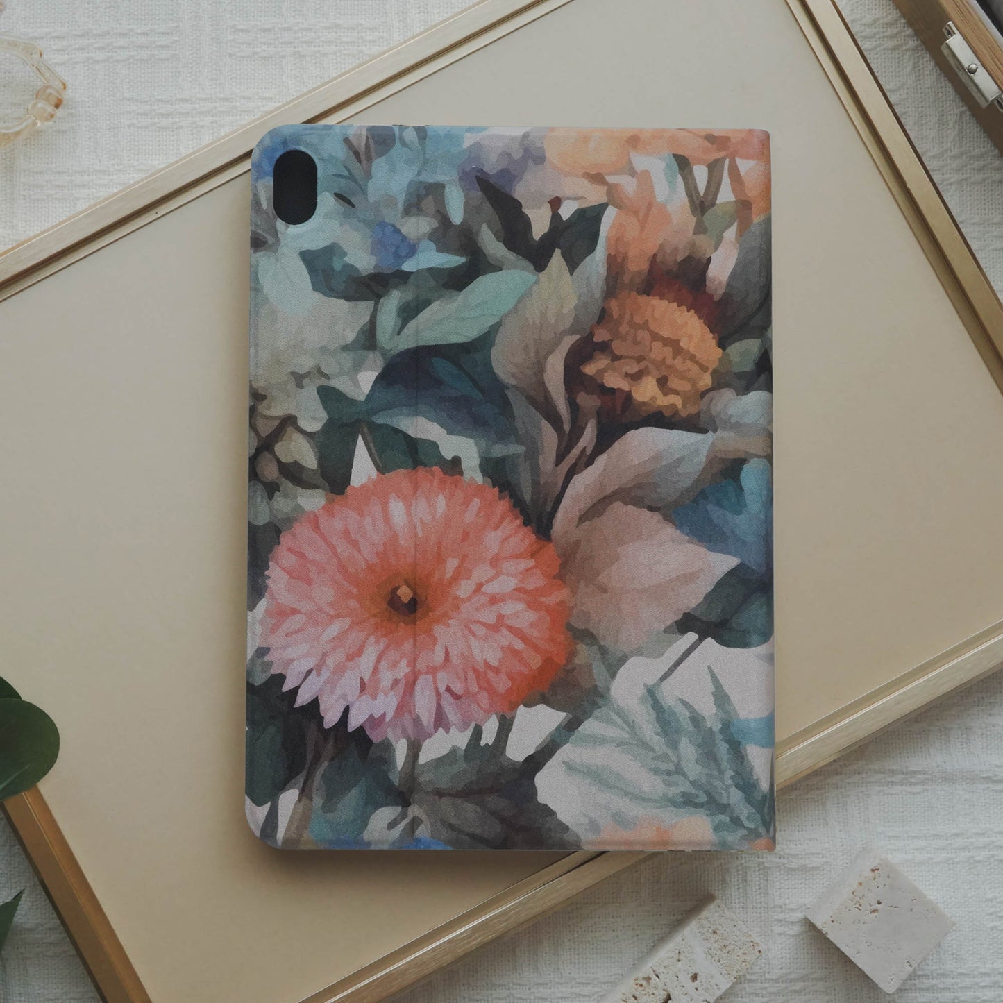 Design Style Ink Floral Pencil Magnetic Pen Slot iPad Protective Case